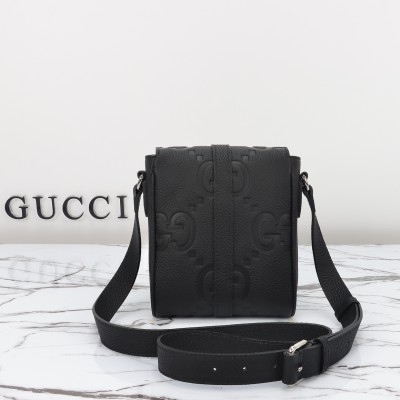 Gucci - 760235 Black Embossed GG Leather Bag Top Quality Original Leather with Dust Bag