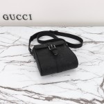 Gucci 760235 Black Embossed GG Leather Bag