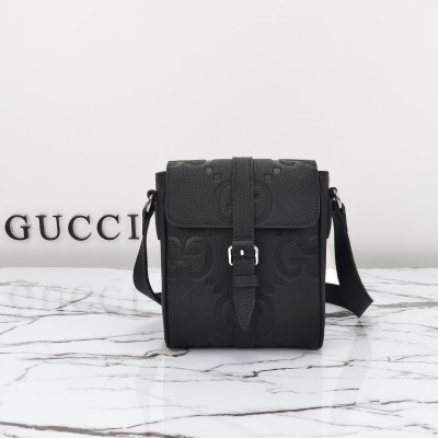 Gucci - 760235 Black Embossed GG Leather Bag Top Quality Original Leather with Dust Bag