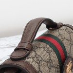 Gucci 696180 Apricot-Brown & Oat Beige Leather Shoulder Bag