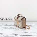 Gucci 696180 Apricot-Brown & Oat Beige Leather Shoulder Bag