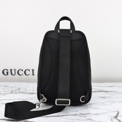 Gucci - 766937 Black Embossed G Leather Shoulder Bag