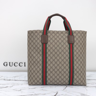 Gucci - 763287 Apricot Brown Large Leather Tote Bag 
