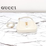 Gucci 637091 Black and White Leather Handbag