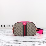 Gucci GG Leather Shoulder Bag 752591 Fluorescent Pink-Purple