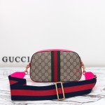 Gucci GG Leather Shoulder Bag 752591 Fluorescent Pink-Purple