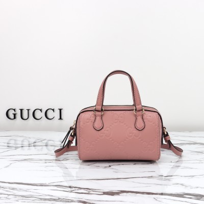 Gucci 790130 Pink and Apricot Leather Handbag