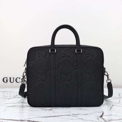 Gucci - 792264 Black Embossed Large G Leather Tote Bag 