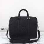 Gucci 792264 Black Embossed Large G Leather Tote Bag