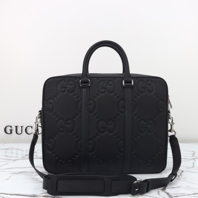 Gucci - 792264 Black Embossed Large G Leather Tote Bag 
