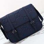 Gucci Blue Embossed GG Leather Shoulder Bag 760234