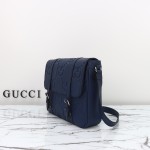 Gucci Blue Embossed GG Leather Shoulder Bag 760234