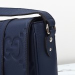 Gucci Blue Embossed GG Leather Shoulder Bag 760234