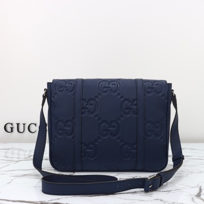Gucci - Blue Embossed GG Leather Shoulder Bag 760234 Top Quality Original Factory Leather 
