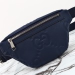Gucci 658582 Blue Leather Embossed Large G Shoulder Bag