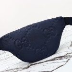 Gucci 658582 Blue Leather Embossed Large G Shoulder Bag