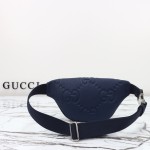 Gucci 658582 Blue Leather Embossed Large G Shoulder Bag