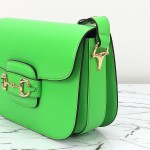 Gucci 602204 White Leather Shoulder Bag with Red and Green Accents
