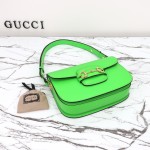 Gucci 602204 White Leather Shoulder Bag with Red and Green Accents