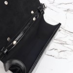 Gucci 799599 Patent Leather Shoulder Bag in Black and Off-White
