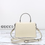 Gucci 799599 Patent Leather Shoulder Bag in Black and Off-White