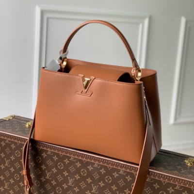 Louis Vuitton - Capucines Souple Large Handbag M24607 (Brown / Burgundy / Black)
