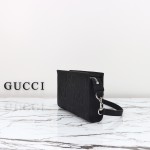 Gucci 795240 Black Embossed Large G Leather Shoulder Bag