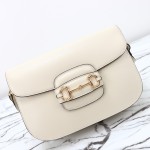 Gucci 602204 White Leather Shoulder Bag with Red and Green Accents