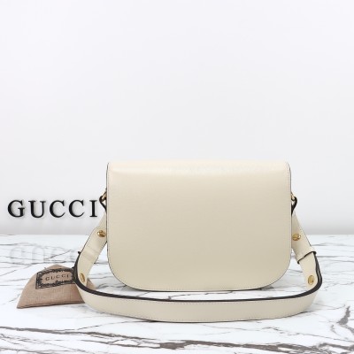 Gucci - 602204 White Leather Shoulder Bag Red & Green Accents 