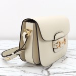 Gucci 602204 White Leather Shoulder Bag with Red and Green Accents