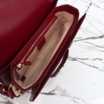 Gucci 602204 White Leather Shoulder Bag with Red and Green Accents
