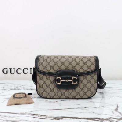 Gucci - 815178 Brown & Black Top Handle Bag Luxury Designer Replica