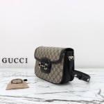 Gucci 815178 Brown & Black Leather Top Handle Bag