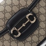 Gucci 815178 Brown & Black Leather Top Handle Bag