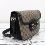 Gucci 815178 Brown & Black Leather Top Handle Bag