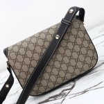 Gucci 815178 Brown & Black Leather Top Handle Bag