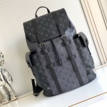 Louis Vuitton Christopher Medium Backpack in Monogram Eclipse and Monogram Eclipse Reverse with Multiple Pockets