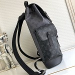 Louis Vuitton Christopher Medium Backpack in Monogram Eclipse and Monogram Eclipse Reverse with Multiple Pockets