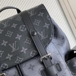 Louis Vuitton Christopher Medium Backpack in Monogram Eclipse and Monogram Eclipse Reverse with Multiple Pockets