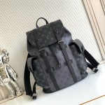Louis Vuitton Christopher Medium Backpack in Monogram Taurillon Leather with Drawstring and Button Closure