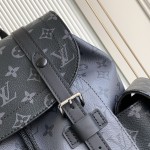 Louis Vuitton Christopher Small Backpack in Monogram Eclipse Reverse with Leather Trim and Side Pockets