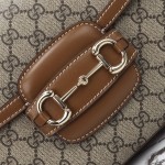 Gucci 815178 Brown & Black Leather Top Handle Bag