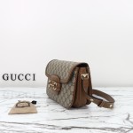 Gucci 815178 Brown & Black Leather Top Handle Bag