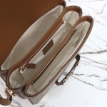 Gucci 815178 Brown & Black Leather Top Handle Bag