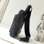 Louis Vuitton Avenue Small Shoulder Bag in Monogram Eclipse with Zippered Pocket and Adjustable Shoulder Strap