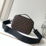 Louis Vuitton S Lock Messenger Bag in Monogram Macassar Canvas with S-lock and Leather Handle