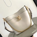 Louis Vuitton Lock and Walk Bucket Bag M24006/M24165 white black brown calfskin leather LV turn-lock gold chain