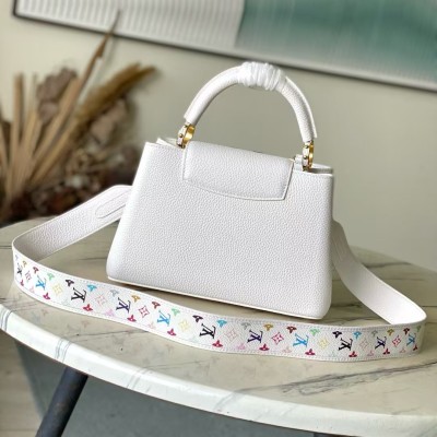 Louis Vuitton - Takashi Murakami Capucines Limited Tri-Color Edition M13253 Premium Replica in Light Green & Off-White Taurillon Leather