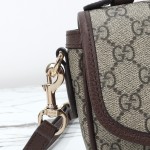 Gucci 836843 Beige–Brown & Brown–Red Leather Crossbody Bag 20×16×5cm