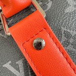 Louis Vuitton Keepall Bandoulière M15251 Monogram Eclipse with Orange Leather Replica Travel Bag